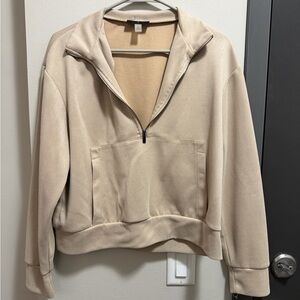 Beige Quarter-Zip Pullover
